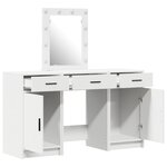vidaXL Ensemble de Coiffeuse 3 Pièces avec Éclairage LED en Bois d'Ingénierie Blanc