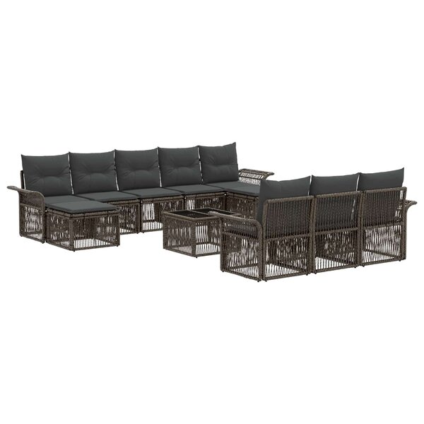 vidaXL Ensemble de canapé de jardin 11 Pièces Gris polyrotin
