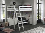 PINO Lit mezzanine 140x200 + Commode 2 portes +  Lit transformable en fauteuil