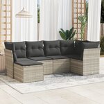 vidaXL Salon de jardin 6 Pièces avec coussins gris clair résine tressée