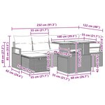 vidaXL Ensemble de canapé de jardin avec coussin 7 Pièces Noir Poly rotin