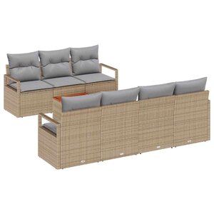 vidaXL Ensemble de canapé de jardin 8 Pièces Beige Poly rotin
