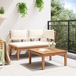 vidaXL Ensemble de banc de jardin en bois massif Teck