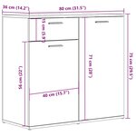 vidaXL Buffet chêne artisanal 80x36x75 cm bois d'ingénierie
