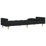 vidaXL Canapé-lit à 2 places avec repose-pied noir tissu