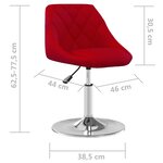 vidaXL Chaises pivotantes à manger lot de 6 Rouge bordeaux Velours