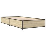 vidaXL Cadre de lit chêne sonoma 100x200 cm bois d'ingénierie et métal