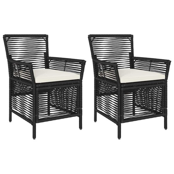 vidaXL Chaise d'Extérieur 2 pc Noir et Crème polyrotin