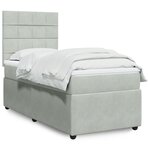 vidaXL Sommier à lattes de lit et matelas Gris clair 90x200 cm Velours