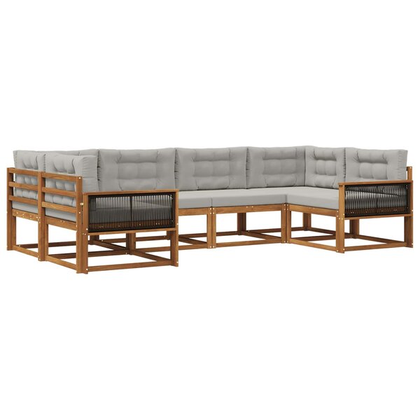 vidaXL Ensemble de canapés d'extérieur 6 pc Naturel et gris clair