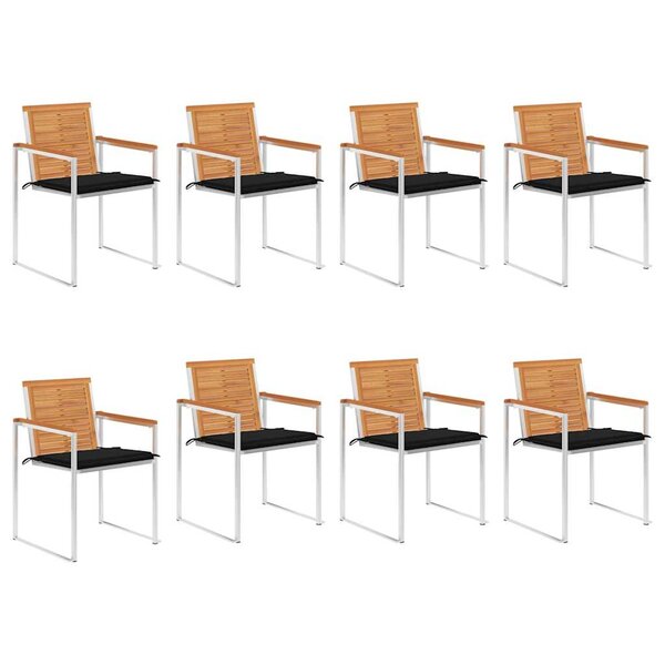 vidaXL Chaises de jardin lot de 8 avec coussins Bois d'acacia solide