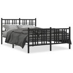 vidaXL Cadre de lit métal sans matelas avec pied de lit noir 120x190cm
