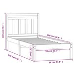 vidaXL Cadre de lit Blanc Bois de pin massif 90x200 cm