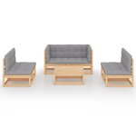 Salon de jardin meuble d'extérieur ensemble de mobilier 7 pièces avec coussins bois de pin massif 02_0017122