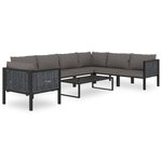 vidaXL Salon de jardin 8 Pièces avec coussins Résine tressée Anthracite