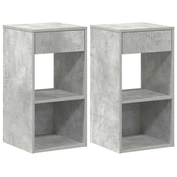vidaXL Tables de chevet avec tiroir 2 Pièces gris béton 35x34x66 5 cm