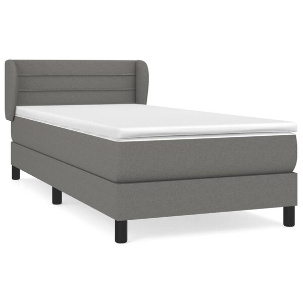 vidaXL Sommier à lattes de lit avec matelas Gris foncé 100x200cm Tissu