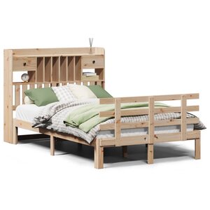 vidaXL Lit bibliothèque sans matelas 135x190 cm bois de pin massif