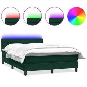 vidaXL Sommier à lattes de lit et matelas et LED vert foncé 160x210cm velours