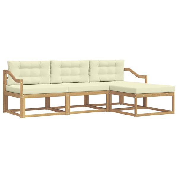 vidaXL Ensemble de canapés d'extérieur 4 Pièces Blanc et crème Polyester