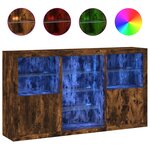 vidaXL Buffet avec lumières LED chêne fumé 181 5x37x100 cm