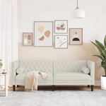 vidaXL Canapé Chesterfield avec traversins 3 places crème velours