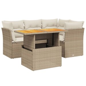 vidaXL Salon de jardin avec coussins 5 Pièces beige résine tressée