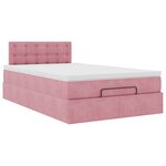 vidaXL Lit ottoman avec matelas et LED rose 120x190 cm velours