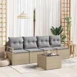 vidaXL Ensemble de canapé de jardin 5 Pièces Beige  Gris 55 x 55 x 37 cm