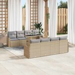 vidaXL Ensemble de canapé de jardin 9 Pièces Beige Poly rotin