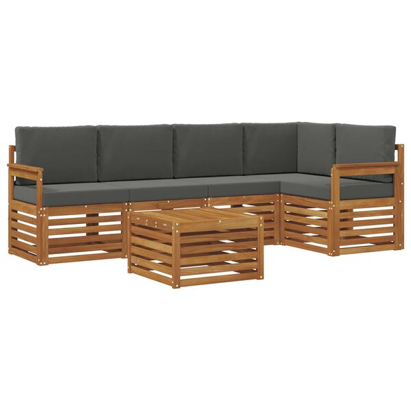 vidaXL Ensemble de canapés d'extérieur 6 pc Naturel et Anthracite