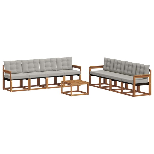 vidaXL Ensemble de canapés d'extérieur 9 pc Gris Naturel et Clair