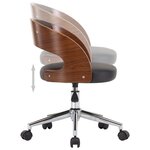 Chaise fauteuil siège pivotante de bureau informatique étude bois courbé et similicuir noir 02_0024151