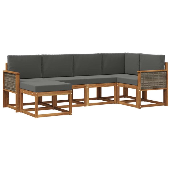 vidaXL Ensemble de canapés d'extérieur 6 pc Naturel et Anthracite