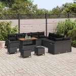 vidaXL Ensemble de canapé de jardin 14 Pièces Noir polyrotin