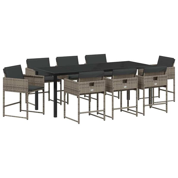 vidaXL Ensemble de salle à manger pour jardin 9 pc Gris polyrotin