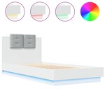 vidaXL Cadre de lit avec tête de lit et lumières LED blanc 90x200 cm