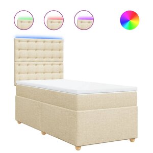 vidaXL Sommier à lattes de lit et matelas Crème 90x190 cm Tissu