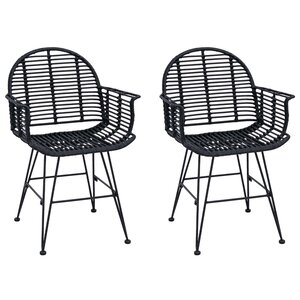 vidaXL Chaise de salle à manger 2 Pièces Noir 44 x 44 x 74 cm