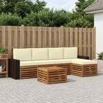 vidaXL Ensemble de canapés d'extérieur 6 pc Naturel et Crème