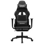 vidaXL Chaise de jeu de massage avec repose-pied Noir Similicuir