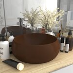 vidaXL Lavabo rond de luxe Marron foncé mat 40x15 cm Céramique