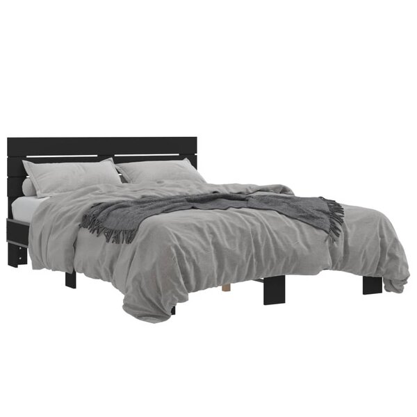 vidaXL Cadre de lit noir 140x190 cm bois d'ingénierie et métal