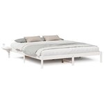 vidaXL Cadre de lit avec tables de chevet Blanc Blanc