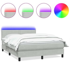 vidaXL Sommier à lattes de lit et matelas et LED gris clair 160x220cm velours