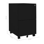 vidaXL Classeur mobile Noir 39x45x67 cm Acier