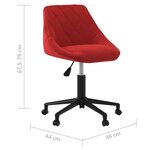 vidaXL Chaise pivotante de bureau Rouge bordeaux Velours