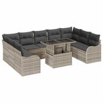 vidaXL Ensemble de canapé de jardin 10 Pièces Gris clair Poly rotin