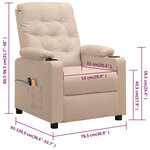 vidaXL Fauteuil électrique de massage Crème Tissu