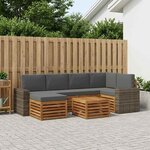 vidaXL Ensemble de canapés d'extérieur 7 pc Naturel et Anthracite